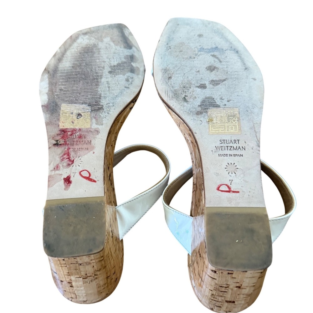 Stuart Weitzman Aleena 50 Wedge Sandals Square Toe Made in Spain 7 - Picture 3 of 4